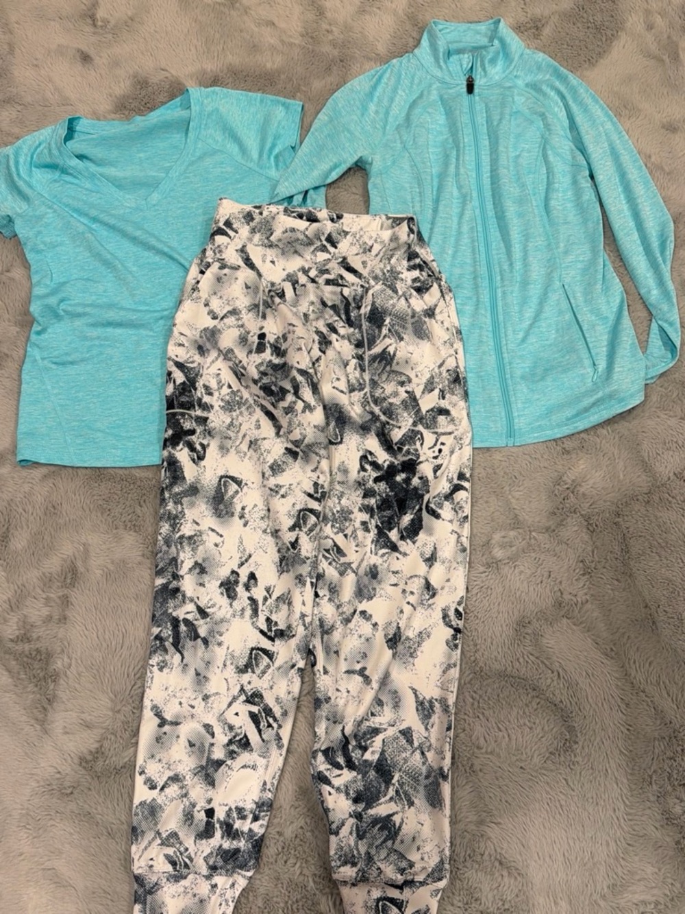Aqua Active Jacket, Tee & Black-White Print Joggers
